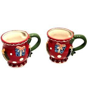 Pier 1 Imports Large Christmas Mugs Set of 2 Retired Rare